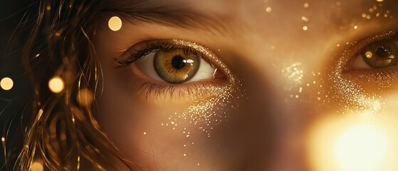 Close-up of a person's eye. the eye is the focal point of the image, with the iris and pupil clearly visible. the iris is a deep brown color, and the pupil is a lighter shade of brown.