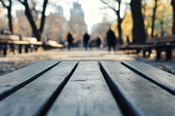 Serene Autumn Park Bench: A Close-Up View of Tranquility