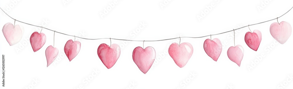 Wall mural A seamless pattern features isolated watercolor red hearts set against a white background