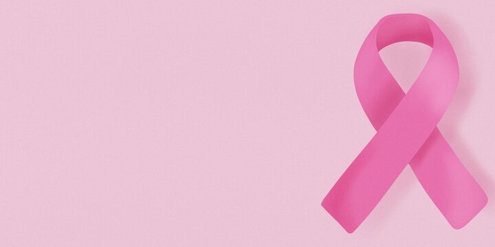 Breast cancer awareness campaign banner with pink ribbon. Wallpaper for cancer awareness campaign social media post.