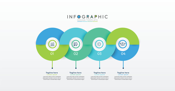 4 step infographic, clean and modern infographic template, featuring a prominent circular design with clear numbering for four distinct sections. Business concept with 4 options, steps or processes.