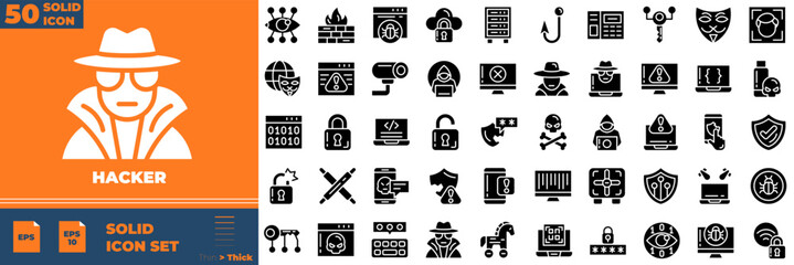 Hacker Solid Editable Icons set. Vector illustration in modern thin solid style of hacker icons: hacker, fraud, phishing, etc © Madani Pro