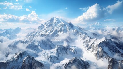 Obraz premium Mount Elbrus, the highest peak in Europe, covered in pristine snow.