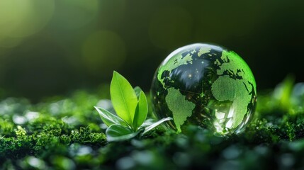 Eco-friendly globe surrounded by vibrant greenery