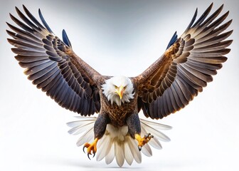 Obraz premium Majestic Eagle in Hunting Dive, Isolated on White Background - Wildlife Stock Photo