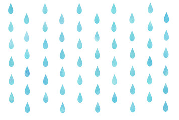 水彩風の雨のしずく　イラスト素材　水色