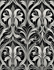 Elegant Black And White Floral Damask Design