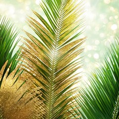 Golden and green palm leaves 
