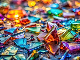 Fototapeta premium Minimalist Broken Glass Photography, Abstract Art, Shattered Glass, Modern Aesthetics