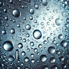 Water droplets creating an abstract pattern on a reflective surface