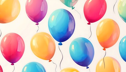 A pattern of colorful balloons on a white background