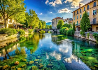 Obraz premium Minimalist Isle-Sur-La-Sorgue River 4K Photography