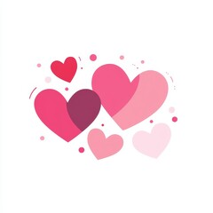 A modern illustration of pink hearts is presented as a flat logo icon and clipart