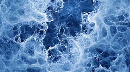 Abstract Blue Digital Painting: Intricate Network of Filaments AI Generated