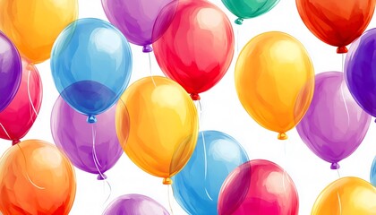 Pattern of colorful balloons on a white background