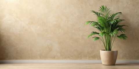 Minimalist Plant in Pot - Beige Interior Design, 3D Render, Home Decor