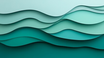 Obraz premium Abstract Teal Waves Papercut Style Design