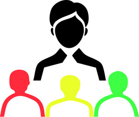 Simple vector illustration of a team leader with three team members, perfect for presentations and website designs.