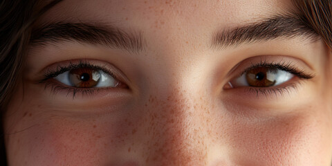 Fototapeta premium Close-up of Eyes and Face with Freckles