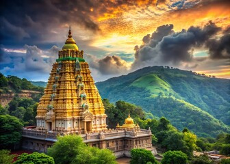 Majestic Simhachalam Narasimha Temple, Visakhapatnam, Andhra Pradesh, India - Ancient Hindu Architecture Landscape