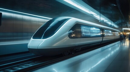 Fototapeta premium train station using kinetic energy from passengers to generate power