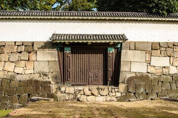 Old Japanese Tokugawa Shogun residence of Nijo castle in Kyoto city, Japan