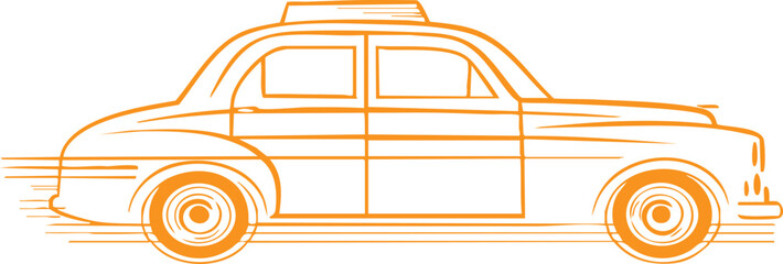 Obraz premium A simple line drawing of a vintage taxi cab perfect for retro designs or travel themed projects Use it for websites logos or print materials