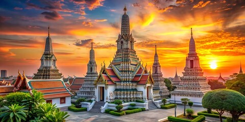 Fototapeta premium Majestic Wat Arun Temple, Bangkok, Thailand: Sunrise Architectural Photography
