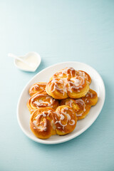 Homemade buns with lemon glaze