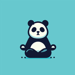 Fototapeta premium Minimalist Panda Illustration on Turquoise Background