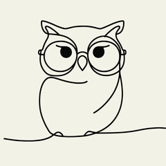 Fototapeta premium Minimalist Owl with Glasses in One Line Art Style