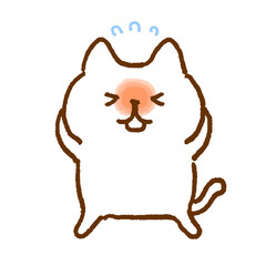 頭を抱える白猫のキャラクターイラスト