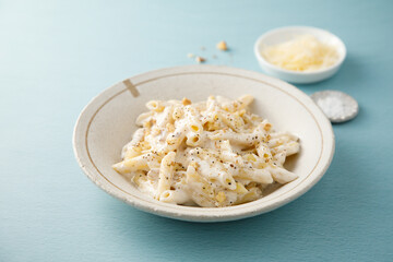 Pasta with cream sauce and walnut