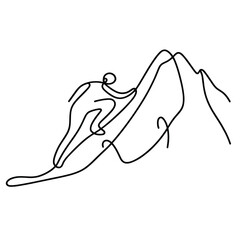 One Line Illustration of a Skier on a Mountain Slope