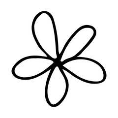 Black outline flower. Botanical hand-drawn illustration