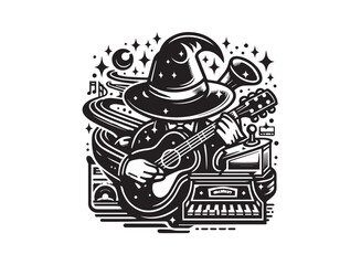 Vintage Gramophone with Vinyl Record on Wooden Table – Retro Phonograph for Music, Sound, and Audio Entertainment, Antique Design with Grunge Aesthetic and Artistic Illustration