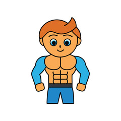 Fitness Style Boy Vector Icon Design