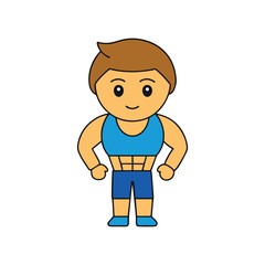 Fitness Style Boy Vector Icon Design