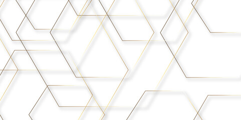 Abstract hexagon white background with shadow .golden background Futuristic blue neon honeycombs. Modern technology design. Vector illustration.	
