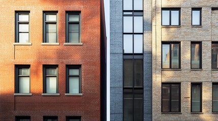 Fototapeta premium Brick Building Facades: A Study in Architectural Contrast
