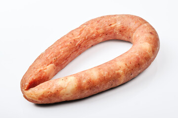 homemade krakow sausage isolated on white
