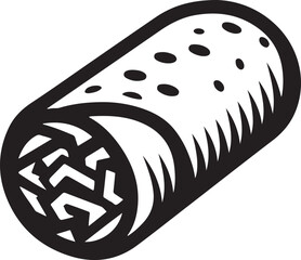 Burrito silhouette vector icon in EPS format. Perfect for Mexican food logos, restaurant branding, menu designs, fast food packaging, and culinary illustrations. Clean and editable.