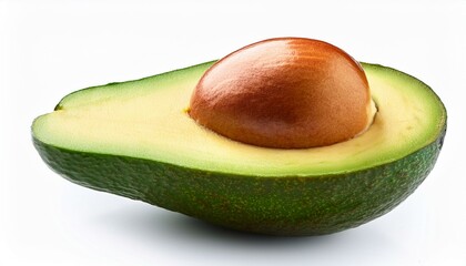 一つの輪切りのアボカドと白い背景