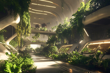 Fototapeta premium Futuristic Biodome: A Verdant Oasis of Tranquility