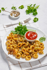deep fried battered baby squid rings and tentacles