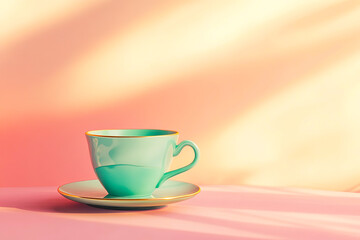 Obraz premium Elegant Teacup on Pastel Background