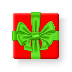 Gift box with bow and ribbons. Isolated on white background