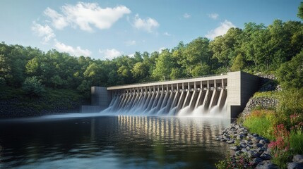 hydroelectric-powered farm built over a dam to utilize clean energy.