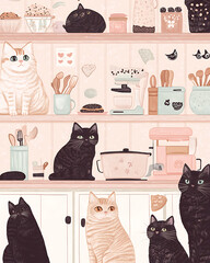 pet cat in illustrator drawing