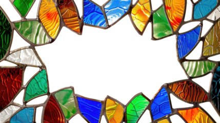 Stained glass mosaic frame, border transparent inside